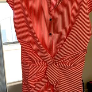 New without tags red & white striped tie front dress